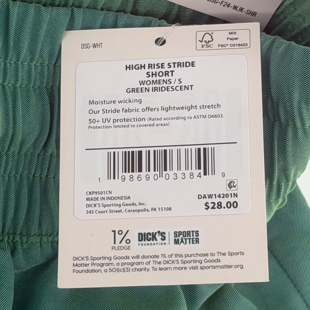 DSG Womens Stride High-Rise Short Green Iridescent Small DAW14201N NWT - Picture 5 of 7